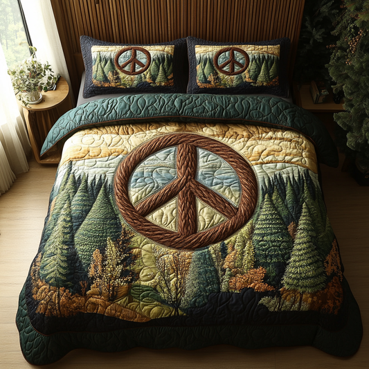 Boho Forest Bliss 3-Piece Quilted Bedding Set NCU0DV5547