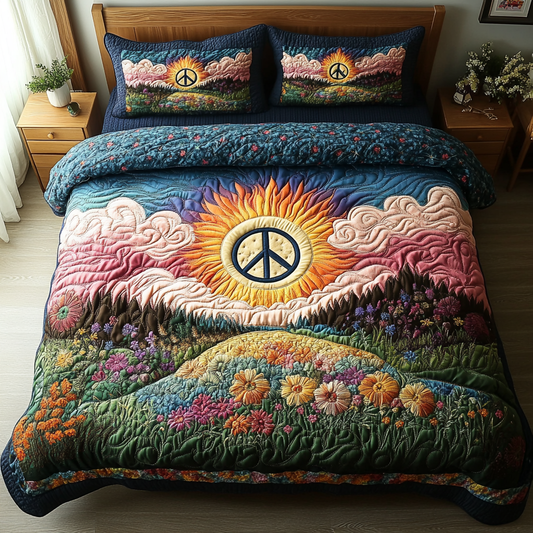Boho Hippie 3-Piece Quilted Bedding Set NCU0DK7559