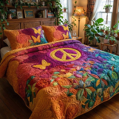 Boho Peace 3-Piece Quilted Bedding Set NCU0XD2665