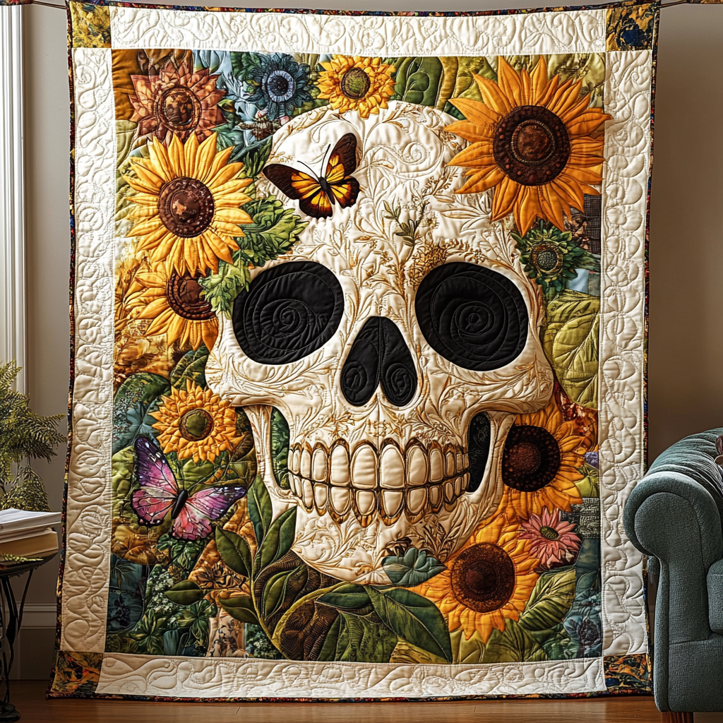 Whimsical Skull Quilted Blanket NCU0VT65