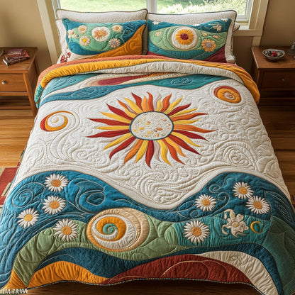 Boho Waves 3-Piece Quilted Bedding Set NCU0PT5384