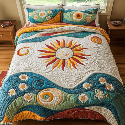Boho Waves 3-Piece Quilted Bedding Set NCU0PT5384