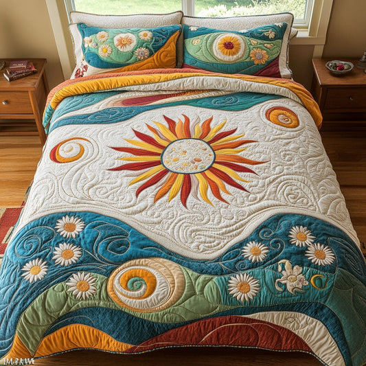 Boho Waves 3-Piece Quilted Bedding Set NCU0PT5384