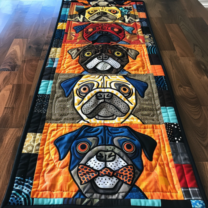 Bold Pug Artwork Quilted Table Runner NCU0TH166