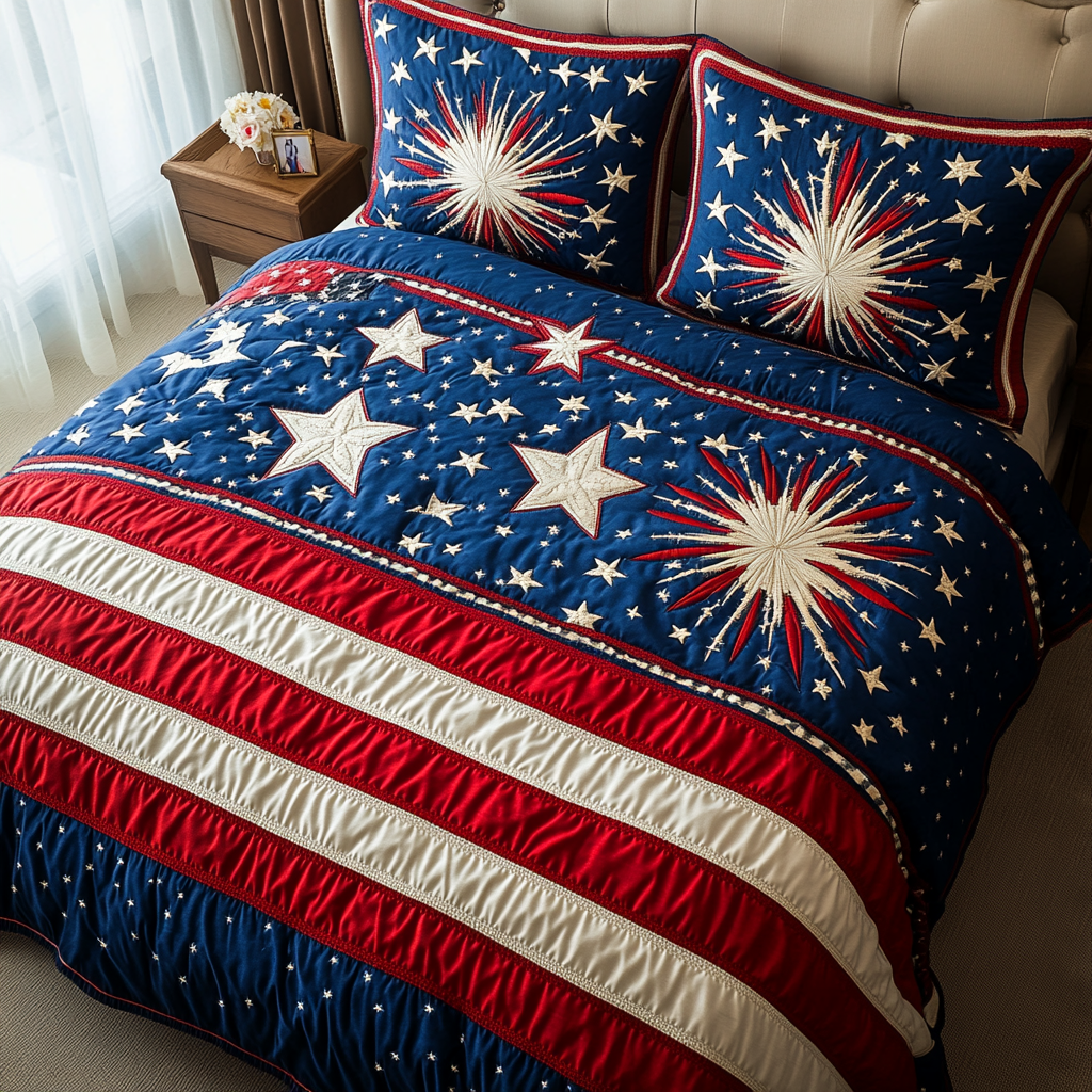 Bold Blossom 3-Piece Quilted Bedding Set NCU0DK8462