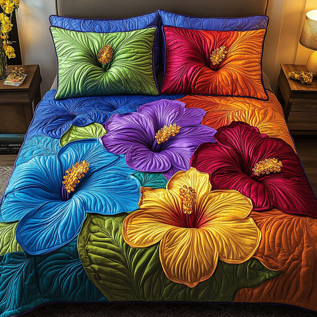 Bold Blossom Harmony 3-Piece Quilted Bedding Set NCU0NT5858 – Vantique