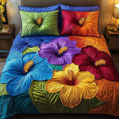 Bold Blossom Harmony 3-Piece Quilted Bedding Set NCU0NT5858