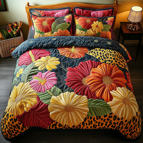Bold Blossoms 3-Piece Quilted Bedding Set NCU0DK6195