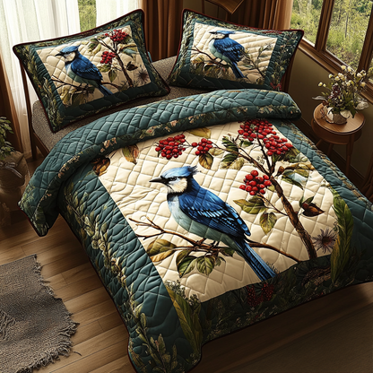Bold Blue Wings 3-Piece Quilted Bedding Set NCU0DV4709