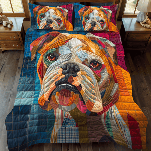 Bold Bulldog Quilted Bedding Set NCU0DV1680