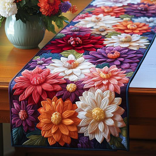 Bold Dahlia Patchwork Quilted Table Runner NCU0NT5206