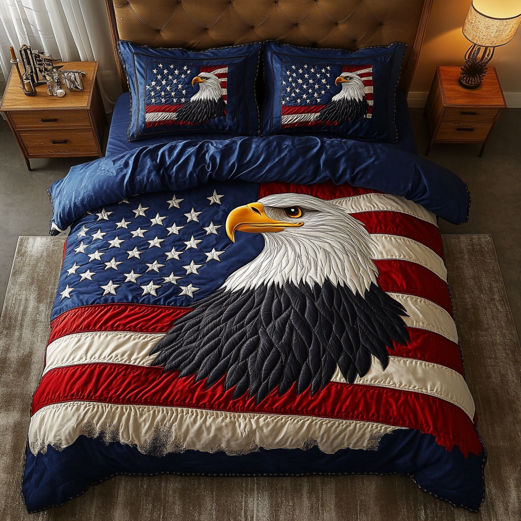 Bold Eagle 3-Piece Quilted Bedding Set NCU0DK8441