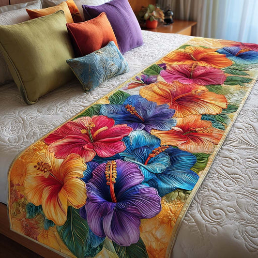 Bold Hibiscus Quilted Bed Runner NCU0NT8586