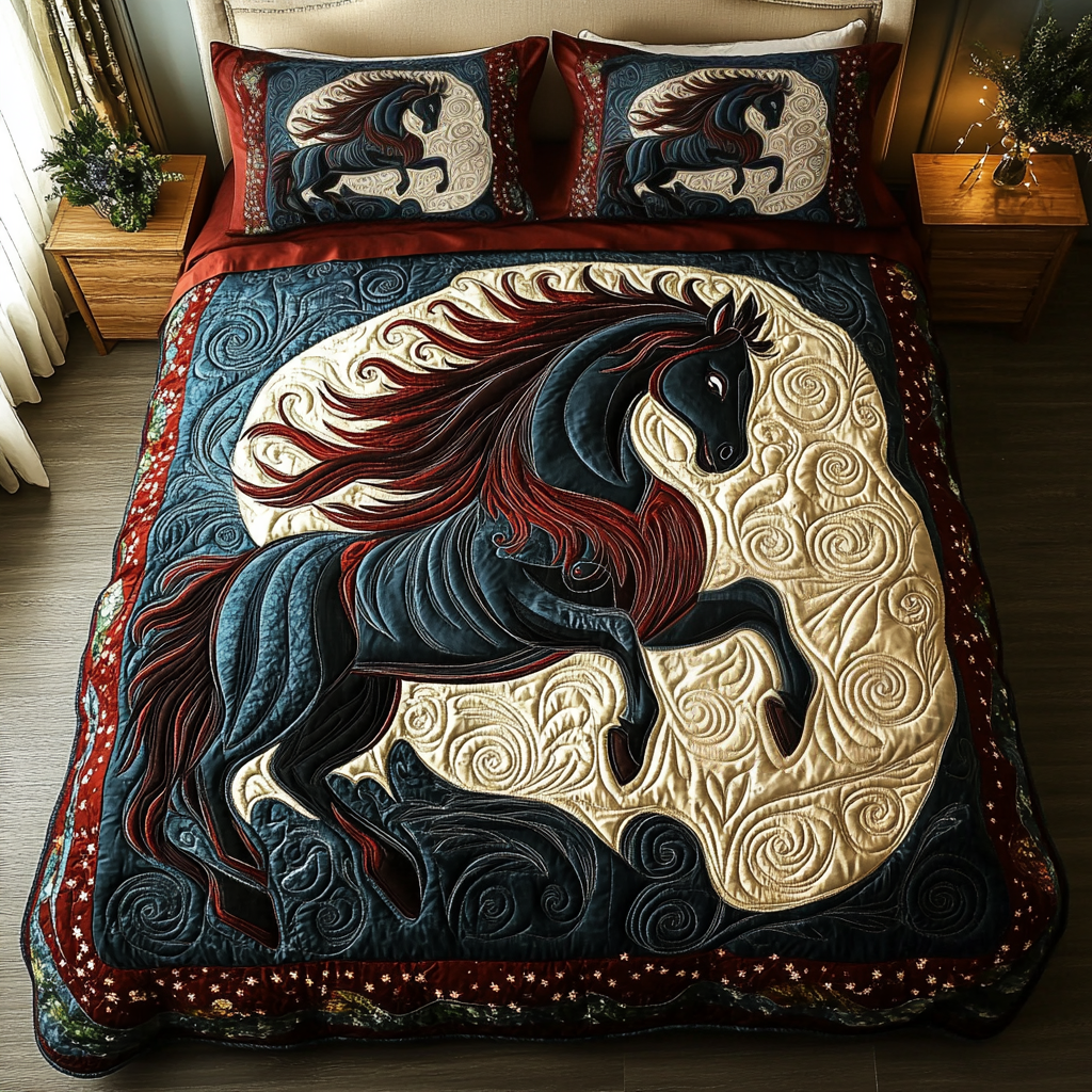 Bold Horse 3-Piece Quilted Bedding Set NCU0DK9108