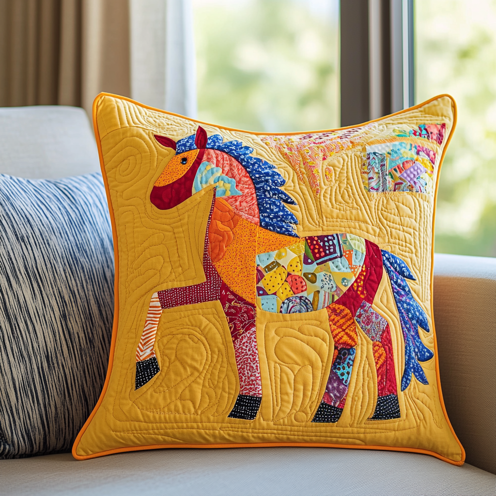 Bold Horse Quilted Pillow Case NCU0VH237