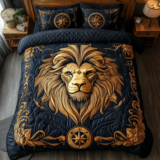Bold Lion 3-Piece Quilted Bedding Set NCU0DK9573