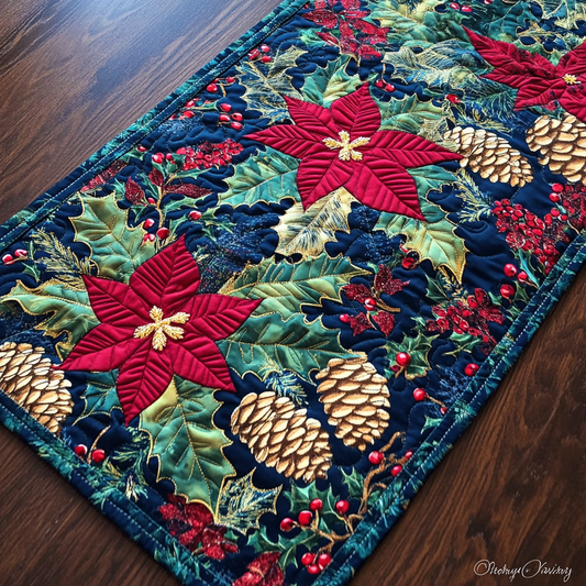 Bold Poinsettia Beauty Quilted Table Runner NCU0TL1552