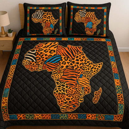 Bold Safari Map 3-Piece Quilted Bedding Set NCU0NT7527