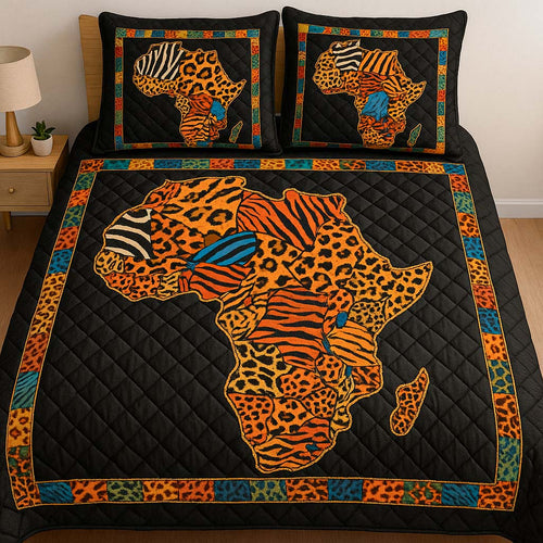 Bold Safari Map 3-Piece Quilted Bedding Set NCU0NT7527
