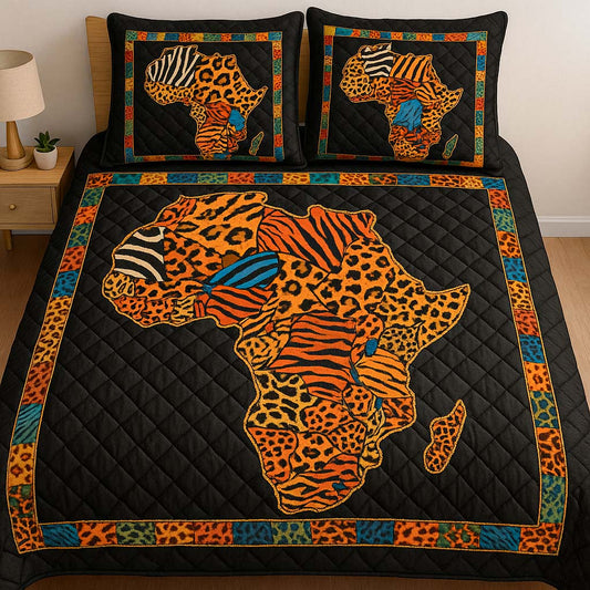 Bold Safari Map 3-Piece Quilted Bedding Set NCU0NT7527