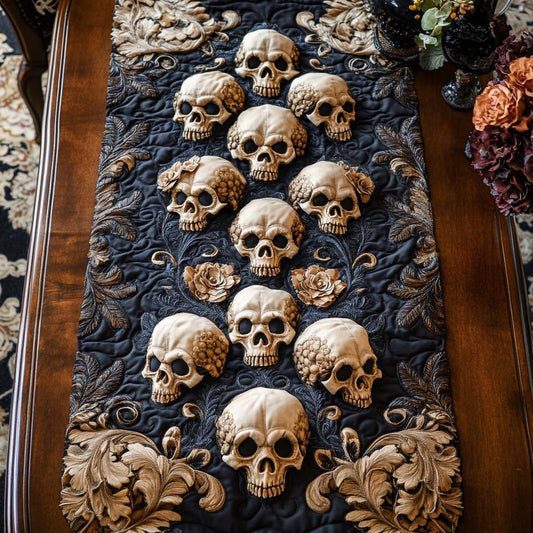 Bone Bloom Quilted Table Runner NCU0NT7954
