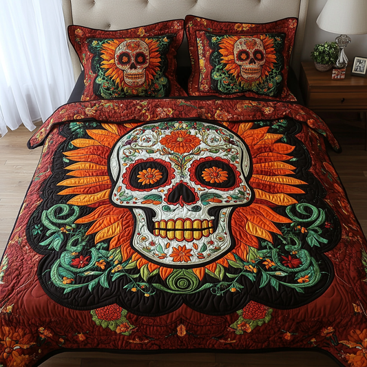 Bone Blossom 3-Piece Quilted Bedding Set NCU0VH5208