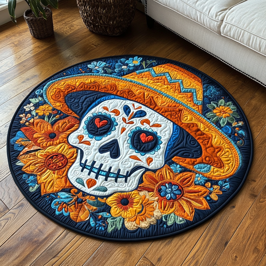 Bone Blossom Quilted Round Mat NCU0VH5215