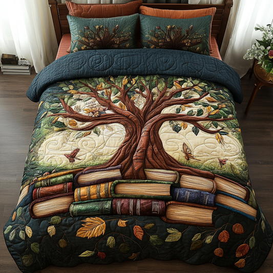 Book Bloom 3-Piece Quilted Bedding Set NCU0VH5939