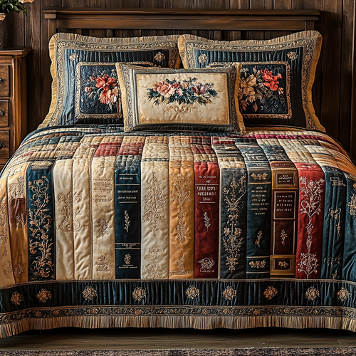 Book Bloom 3-Piece Quilted Bedding Set NCU0VL2547