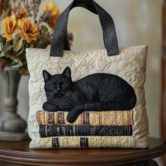 Book Cat Quilted Tote Bag NCU0NT10361