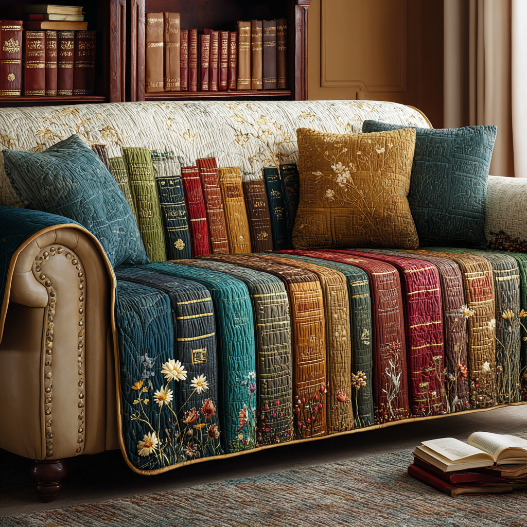 Book Circle Quilted Sofa Cover NCU0DK11466