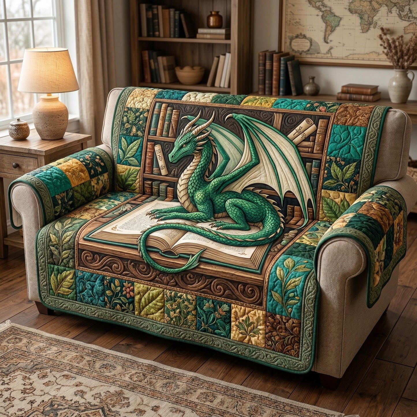 Book Dragon Quilted Sofa Cover NCU0TD2592