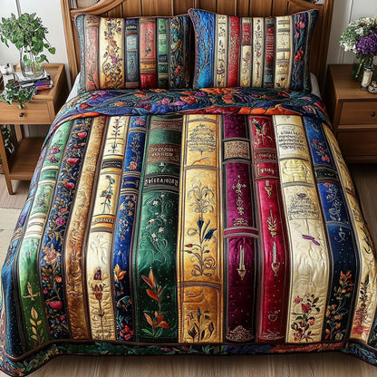 Book Haven 3-Piece Quilted Bedding Set NCU0PT5904