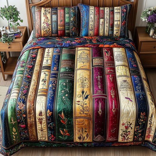 Book Haven 3-Piece Quilted Bedding Set NCU0PT5904