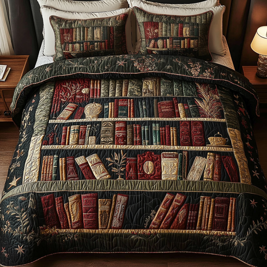 Book Haven 3-Piece Quilted Bedding Set NCU0VH877