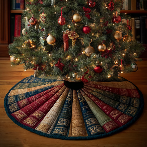 Book Haven Christmas Quilted Tree Skirt NCU0DK11422