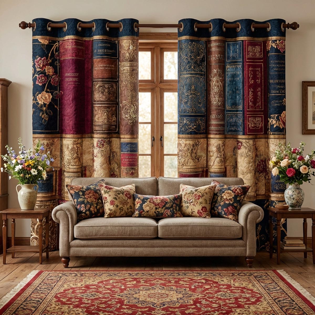 Book Haven Quilted Curtains NCU0DV9384