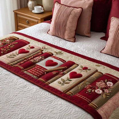 Book Lover Heart Quilted Bed Runner NCU0NT11654