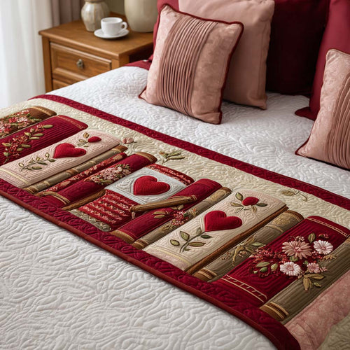 Book Lover Heart Quilted Bed Runner NCU0NT11654