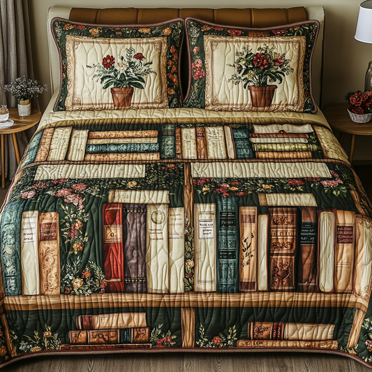 Book Nook 3-Piece Quilted Bedding Set NCU0DK9365