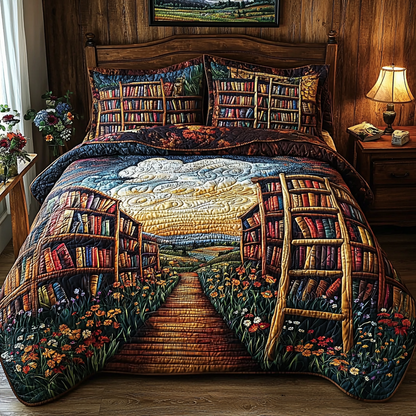 Book Pathways 3-Piece Quilted Bedding Set NCU0DV6200