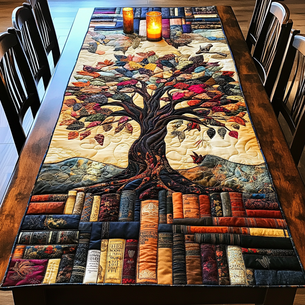 Book Roots Quilted Table Runner NCU0VH4331