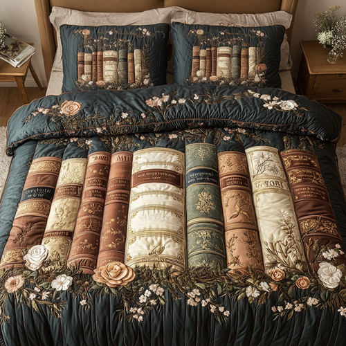 Bookcase Bliss 3-Piece Quilted Bedding Set NCU0VH5315
