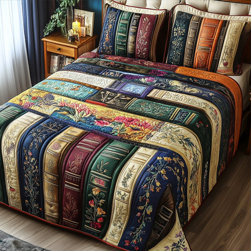 Bookish Blooms 3-Piece Quilted Bedding Set NCU0PT5905