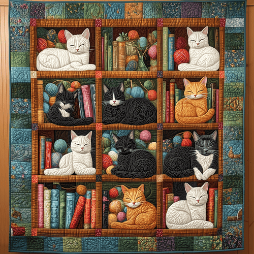 Bookish Cats Quilted Blanket NCU0TH1818