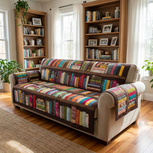 Bookish Charm Quilted Sofa Cover NCU0DK12157