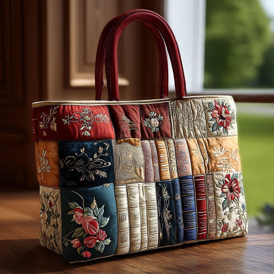 Bookish Charm Quilted Tote Bag NCU0PT8132