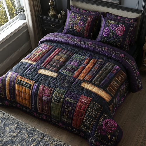 Bookish Dreams 3-Piece Quilted Bedding Set NCU0DV4027