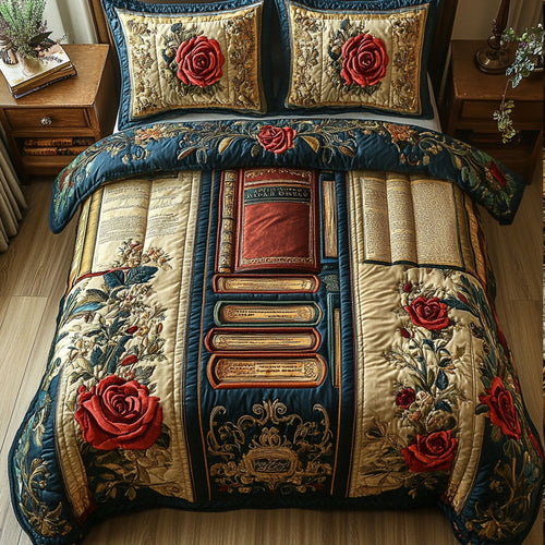 Bookish Elegance 3-Piece Quilted Bedding Set NCU0PT4873