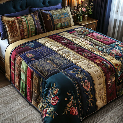 Bookish Escape 3-Piece Quilted Bedding Set NCU0PT5906